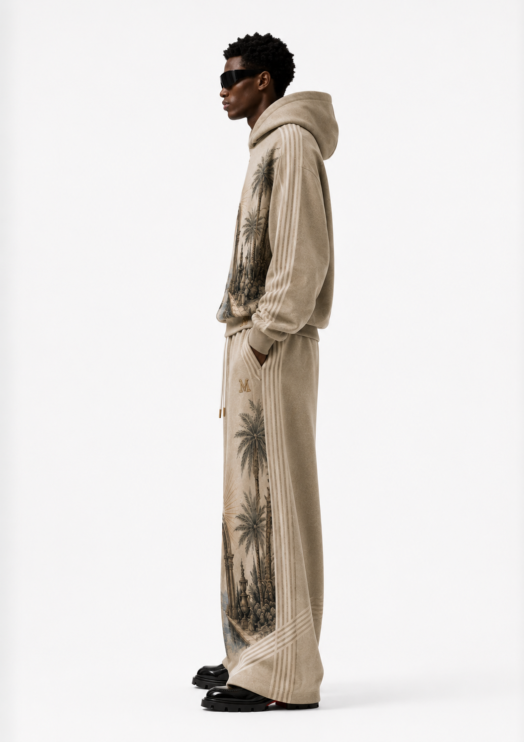Villa Ligure Printed Cashmere Jogger Set — view 3