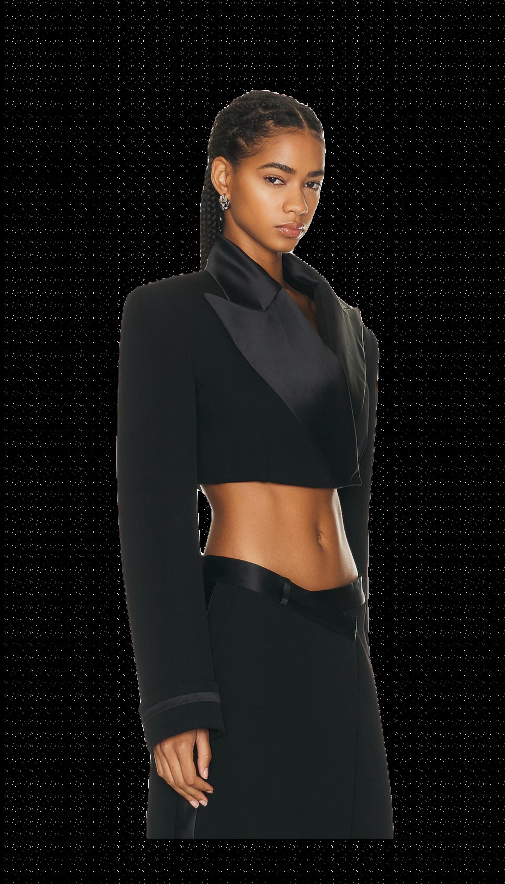 Fitted Cropped Coat Satin — view 2