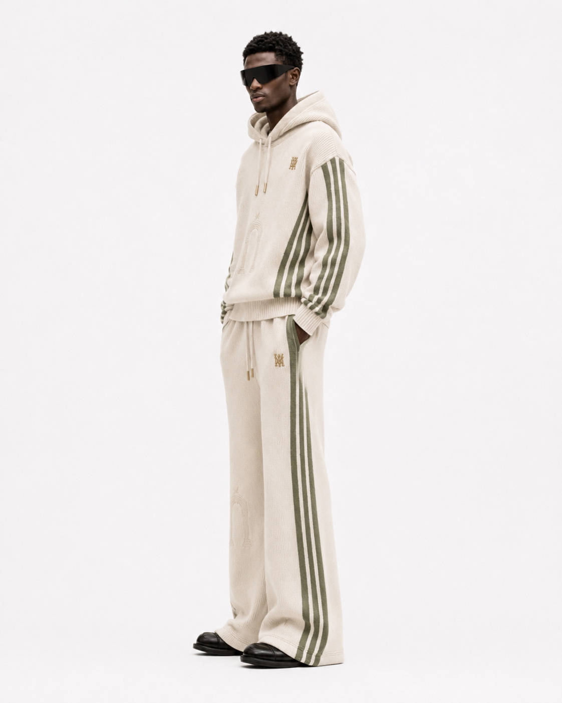 Palazzo Striped Cashmere Jogger Set — view 3