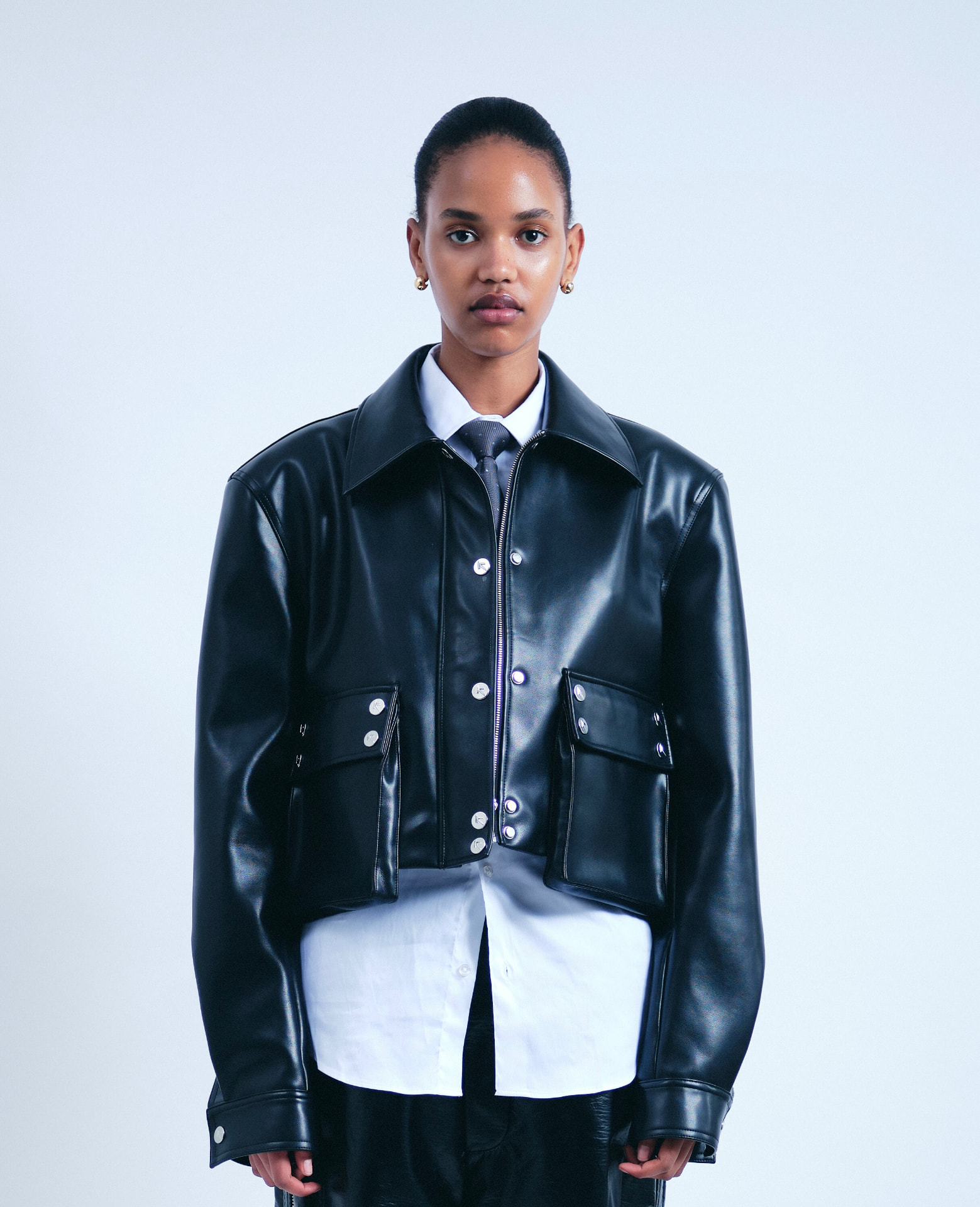 Nera Cropped Leather Jacket — view 2