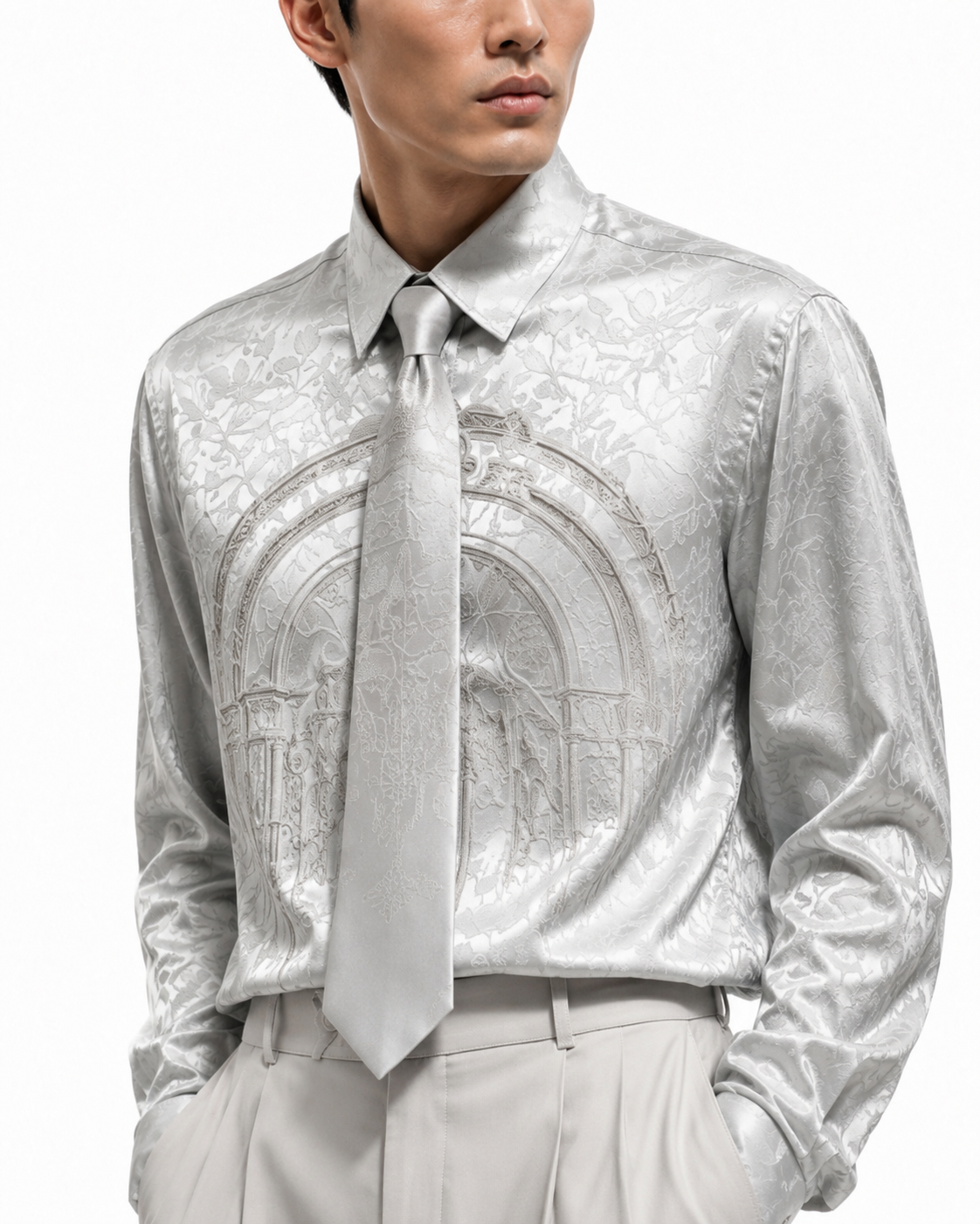 Portico Silk Jacquard Shirt — view 4