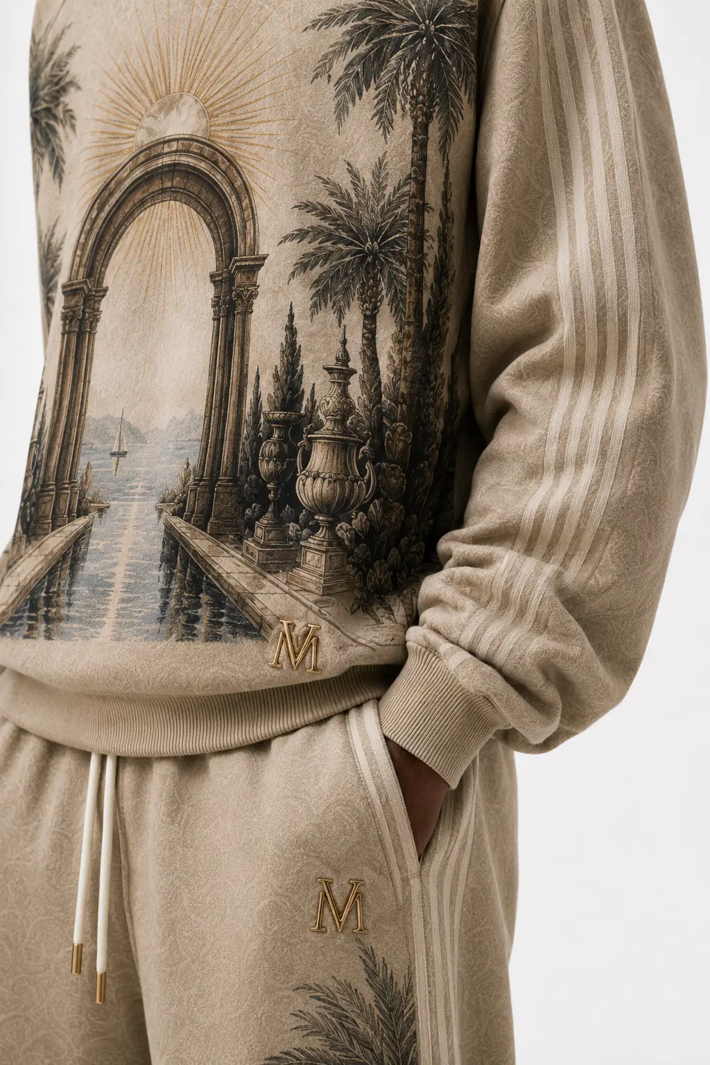 Villa Ligure Printed Cashmere Jogger Set — view 4