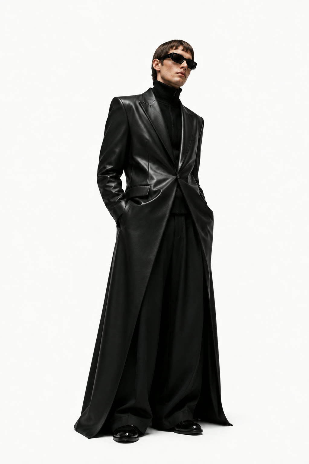 Noir Leather Long Coat